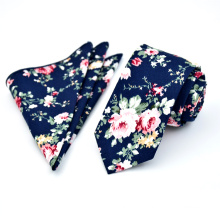 Floral Cotton Skinny Tie and Pocket Square